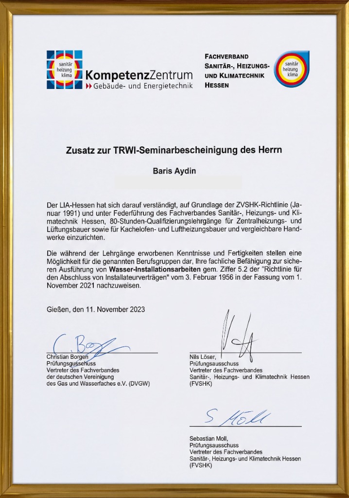 Zusatz zur TRWI-Seminarbescheinigung